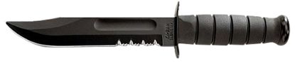 Picture of Ka-Bar 1214 Fighting/Utility 7" Fixed Clip Point Serrated Black 1095 Cro-Van Blade, Black Kraton G Handle, Includes Sheath 