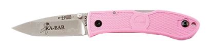 Picture of Ka-Bar 4062Pk Dozier Hunter 3" Folding Drop Point Plain Satin Aus-8A Ss Blade, Pink Zytel Handle, Includes Pocket Clip 