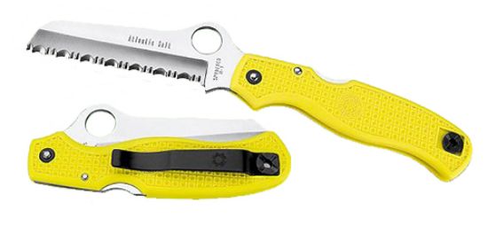 Picture of Spyderco C89syl Atlantic Salt 3.69" Folding Sheepsfoot Serrated H2 Steel Blade, Yellow Frn Handle, Includes Pocket Clip 