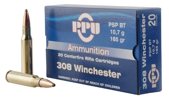 Picture of Ppu Pp3082 Standard Rifle 308 Win 165 Gr Pointed Soft Point Boat Tail 20 Per Box/ 10 Case 