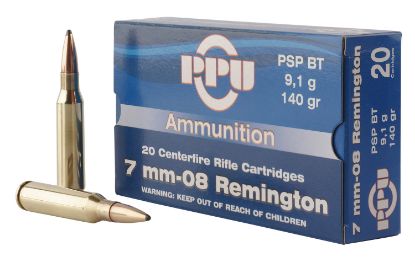 Picture of Ppu Pp708 Metric Rifle 7Mm-08 Rem 140 Gr Pointed Soft Point Boat Tail 20 Per Box/ 10 Case 