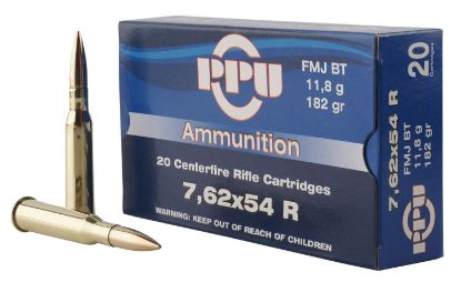 Picture of Ppu Pp76254f Metric Rifle 7.62X54mmr 182 Gr Full Metal Jacket Boat Tail 20 Per Box/ 10 Case 