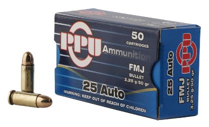 Picture of Ppu Pph25 Handgun 25 Acp 50 Gr Full Metal Jacket 50 Per Box/ 20 Case 