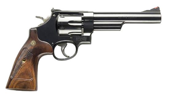 Picture of Smith & Wesson 150481 Model 57 Classic 41 Rem Mag Blued Carbon Steel 6" Barrel, 6Rd Cylinder & N-Frame, Checkered Square Butt Walnut Grip, Color Case Wide Spur Hammer 