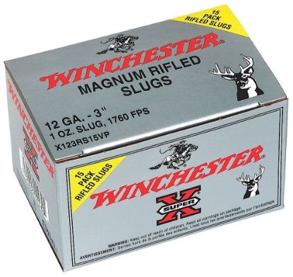 Picture of Winchester Ammo X123rs15vp Super X 12 Gauge 3" 1 Oz Rifled Slug Shot 15 Per Box/ 10 Case 