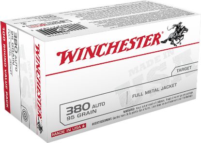 Picture of Winchester Ammo Usa380vp Usa 380 Acp 95 Gr Full Metal Jacket Flat Nose 100 Per Box/5 Case 