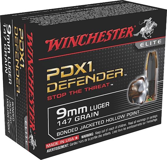 Picture of Winchester Ammo S9mmpdb1 Defender 9Mm Luger 147 Gr Bonded Jacket Hollow Point 20 Per Box/ 10 Case 