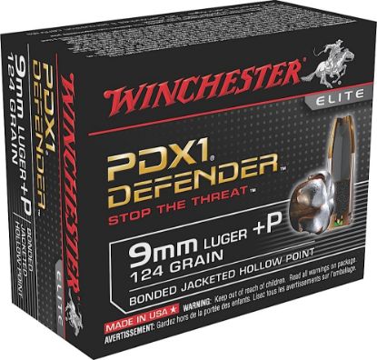 Picture of Winchester Ammo S9mmpdb Defender 9Mm Luger +P 124 Gr Bonded Jacket Hollow Point 20 Per Box/ 10 Case 