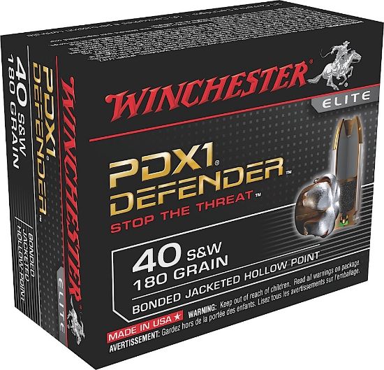 Picture of Winchester Ammo S40swpdb1 Defender 40 S&W 180 Gr Bonded Jacket Hollow Point 20 Per Box/ 10 Case 