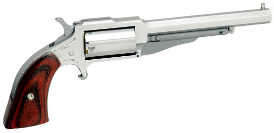 Picture of North American Arms 18604 1860 The Earl *Ca Compliant 22 Wmr 5Rd 4" Barrel, Overall Stainless Steel Finish & Rosewood Boot Grip 