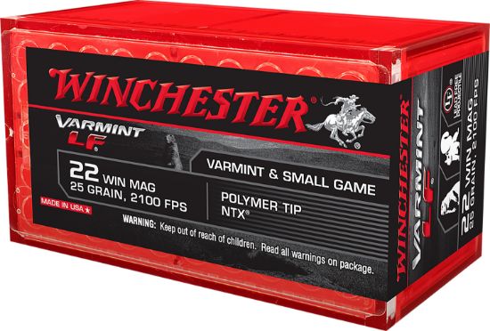 Picture of Winchester Ammo X22mhlf Varmint Lf 22 Wmr 25 Gr Polymer Tip Ntx 50 Per Box/ 40 Case 