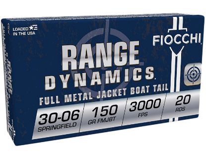 Picture of Fiocchi 3006A Range Dynamics 30-06 Springfield 150 Gr Full Metal Jacket Boat Tail 20 Per Box/ 10 Case 