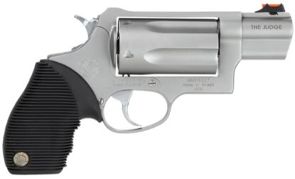 Picture of Taurus 2441039Tc Judge Public Defender Small Frame 45 Colt (Long Colt)/ 410 Bore 5Rd 2" Matte Stainless Steel Barrel, Cylinder & Frame, Black Ribber Grip, Transfer Bar Safety, Exposed Hammer 