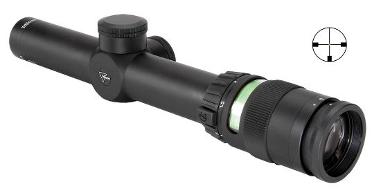 Picture of Trijicon 200054 Accupoint Black Hardcoat Anodized 1-4X 24Mm 30Mm Tube German #4 Crosshair W/ Green Dot Reticle 