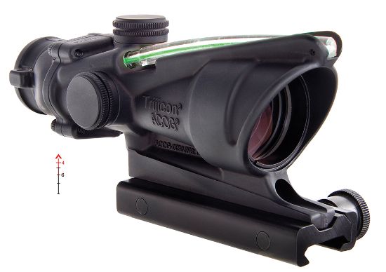 Picture of Trijicon 100218 Acog Black Hardcoat Anodized 4X 32Mm Illuminated Green Chevron .223/5.56 Bdc Reticle 