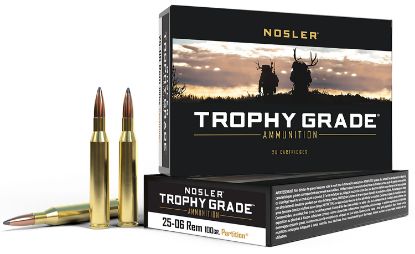 Picture of Nosler 60005 Trophy Grade 25-06 Rem 100 Gr Nosler Spitzer Partition 20 Per Box/ 10 Case 