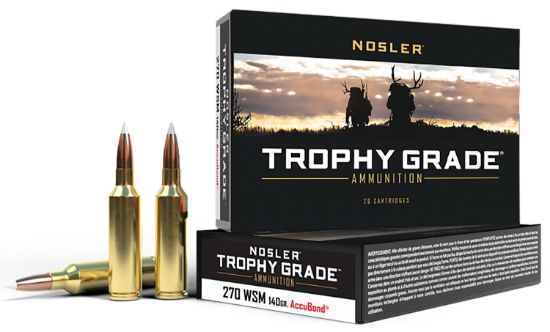 Picture of Nosler 60030 Trophy Grade 270 Wsm 140 Gr Nosler Accubond 20 Per Box/ 10 Case 