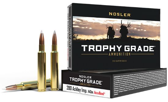 Picture of Nosler 60043 Trophy Grade 280 Ackley Improved 140 Gr Nosler Accubond 20 Per Box/ 10 Case 