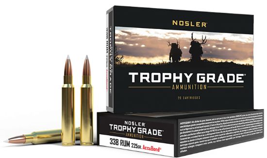 Picture of Nosler 60083 Trophy Grade 338 Rum 225 Gr Nosler Accubond 20 Per Box/ 10 Case 