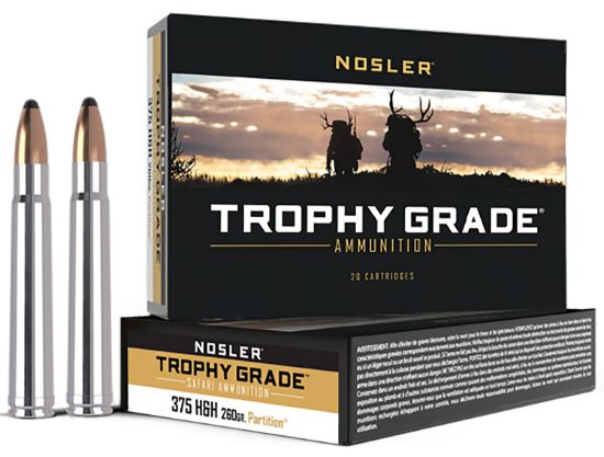 Picture of Nosler 60090 Trophy Grade 375 H&H Mag 260 Gr Nosler Spitzer Partition 20 Per Box/ 10 Case 