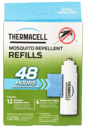 Picture of Thermacell R4 Repellent Refill Effective 15 Ft Odorless Scent Mat/Fuel Cartridges Repels Mosquito Effective Up To 48 Hrs 4 Fuel Cartridges/12 Mats 