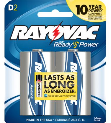 Picture of Rayovac 8132F D High Energy Alkaline Batteries Silver/Blue 1.5 Volts 12,000 Mah (2) Single Pack 