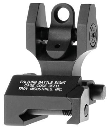 Picture of Troy Ind Ssigfbsrobt00 Rear Folding Battlesight Round Black Hardcoat Anodized For Ar-15 