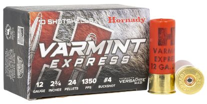 Picture of Hornady 86243 Varmint Express 12 Gauge 2.75" 4 Buck Shot 10 Per Box/ 10 Case 