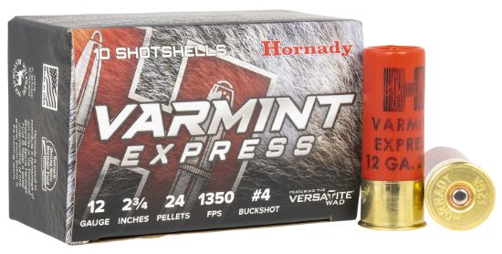 Picture of Hornady 86243 Varmint Express 12 Gauge 2.75" 4 Buck Shot 10 Per Box/ 10 Case 