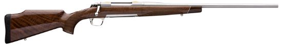 Picture of Browning 035235218 X-Bolt White Gold Medallion 308 Win 4+1 22" Satin Stainless/ Free-Floating Barrel, Satin Stainless/ Stainless Steel Receiver, Gloss Black Walnut/ Monte Carlo Stock, Right Hand 