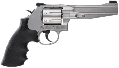 Picture of Smith & Wesson 178038 Model 686 Performance Center Pro 357 Mag Or 38 S&W Spl +P Stainless Steel 5" Barrel & 7 Shot Cylinder Cut For Moon Clips, Matte Silver Stainless Steel L-Frame 