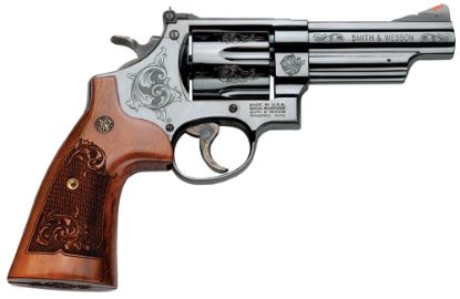 Picture of Smith & Wesson 150783 Model 29 44 Rem Mag Or 44 S&W Spl Machine Engraved Blued Carbon Steel 4" Barrel, 6Rd Cylinder & N-Frame, Wood Engraved Grip 