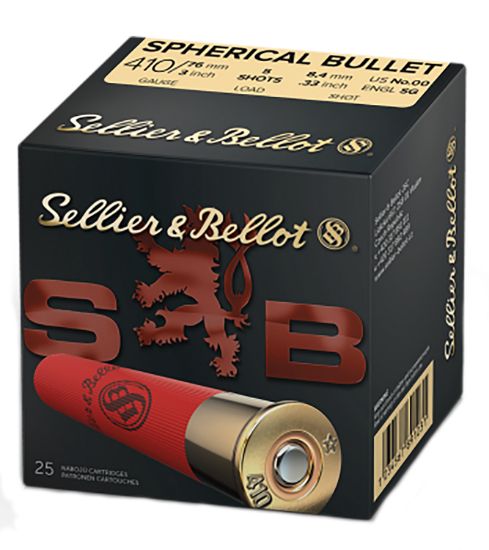 Picture of Sellier & Bellot Sb410b Hunting 410 Gauge 3" 5 Pellets 5/8 Oz Spherical 00 Buck Shot 25 Bx/ 20 Case 