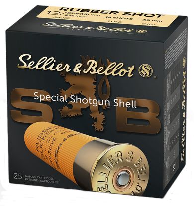 Picture of Sellier & Bellot Sb12rsa Shotgun 12 Gauge 2.75" 2 11/16 Oz 15 Rubber Pellets Shot 25 Per Box/ 10 Case 