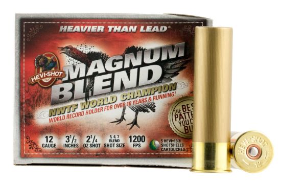 Picture of Hevi-Shot Hs41205 Magnum Blend 12 Gauge 3.50" 2 1/4 Oz Tungsten 5/6/7 Shot 5 Per Box/ 10 Case 