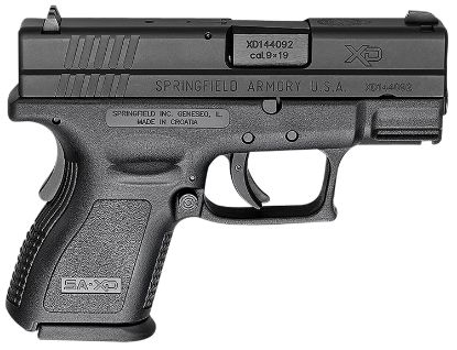 Picture of Springfield Armory Xd9801 Xd *Ca Compliant Sub-Compact 9Mm Luger 10+1, 3" Black Melonite Steel Barrel & Serrated Slide, Black Polymer Frame W/Picatinny Rail, Black Polymer Grip 