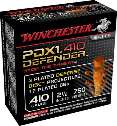 Picture of Winchester Ammo S410pdx1 Pdx1 Defender 410 Gauge 2.50" 3 Defense Discs 12 Bbs Shot 10 Per Bx/ 10 Case 
