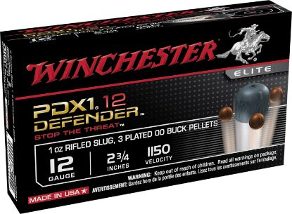 Picture of Winchester Ammo S12pdx1 Pdx1 Defender Combo 12 Gauge 2.75" 1 Oz Rifled Slug 3 Plated 00 Buck Shot 10 Per Bx/ 10 Case 