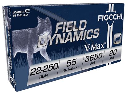 Picture of Fiocchi 22250Hvd Field Dynamics 22-250 Rem 55 Gr Hornady V Max 20 Per Box/ 10 Case 