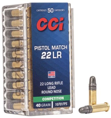 Picture of Cci 0051 Pistol Match Competition 22 Lr 40 Gr Lead Round Nose 50 Per Box/ 100 Case 