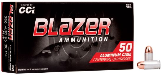 Picture of Cci 3505 Blazer Handgun 380 Acp 95 Gr Total Metal Jacket 50 Per Box/ 20 Case 