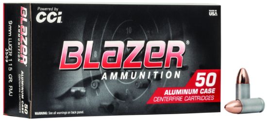 Picture of Cci 3509 Blazer Handgun 9Mm Luger 115 Gr Full Metal Jacket 50 Per Box/ 20 Case 