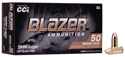 Picture of Cci 5201 Blazer Brass Handgun 9Mm Luger 124 Gr Full Metal Jacket 50 Per Box/ 20 Case 