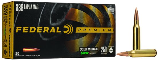 Picture of Federal Gm338lm Premium Gold Medal 338 Lapua Mag 250 Gr Sierra Matchking Bthp 20 Per Box/ 10 Case 