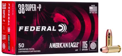 Picture of Federal Ae38s3 American Eagle Handgun 38 Super +P 115 Gr Jacketed Hollow Point 50 Per Box/ 20 Case 