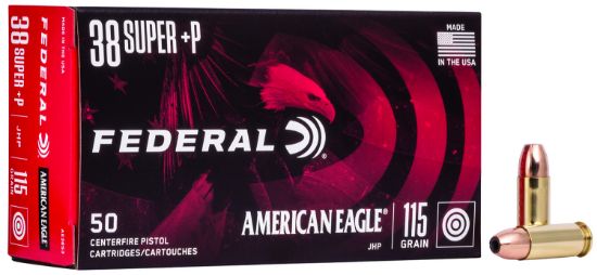 Picture of Federal Ae38s3 American Eagle Handgun 38 Super +P 115 Gr Jacketed Hollow Point 50 Per Box/ 20 Case 