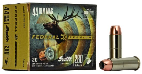 Picture of Federal P44sa Premium 44 Rem Mag 280 Gr Swift A Frame 20 Per Box/ 10 Case 