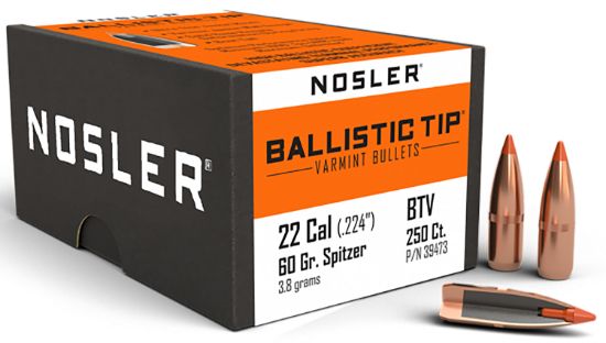 Picture of Nosler 39473 Ballistic Tip .22 Cal .224 60 Gr Ballistic Tip Varmint/ 250 Per Box 