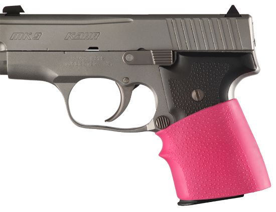 Picture of Hogue 18007 Handall Jr. Grip Sleeve Small Size Made Of Rubber With Textured Pink Finish & Finger Groove For Most 22, 25 & 38 Pistols 