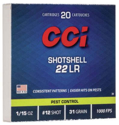 Picture of Cci 0039 Rimfire Shotshell 22 Lr 31 Gr #12 Shot 20 Per Box/ 100 Case 